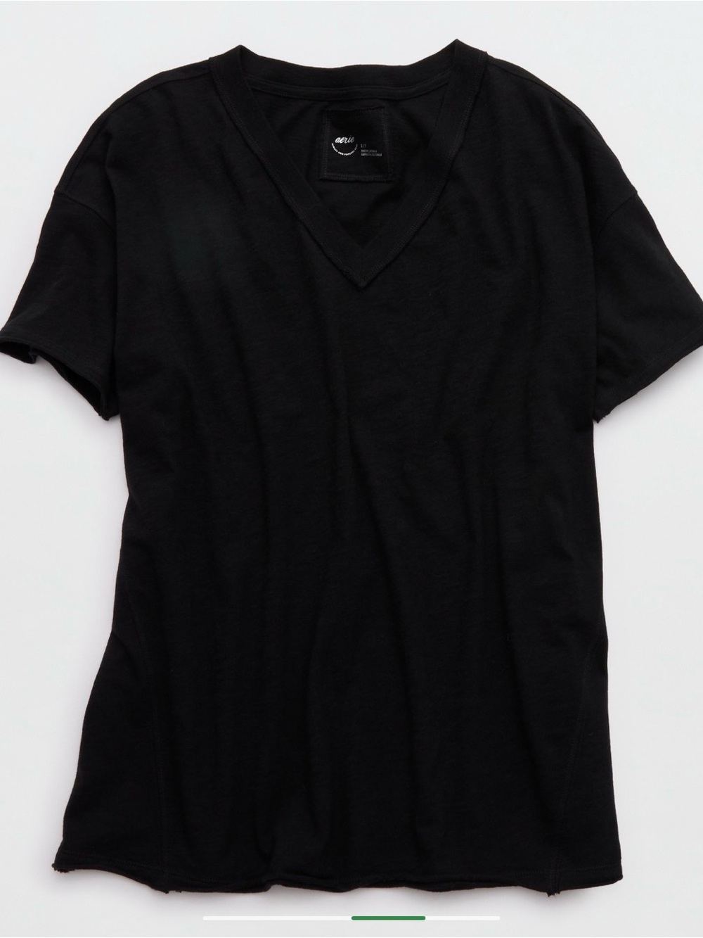 aerie Black V-Neck Short Sleeve Relaxed Tee - Picture 3 of 3